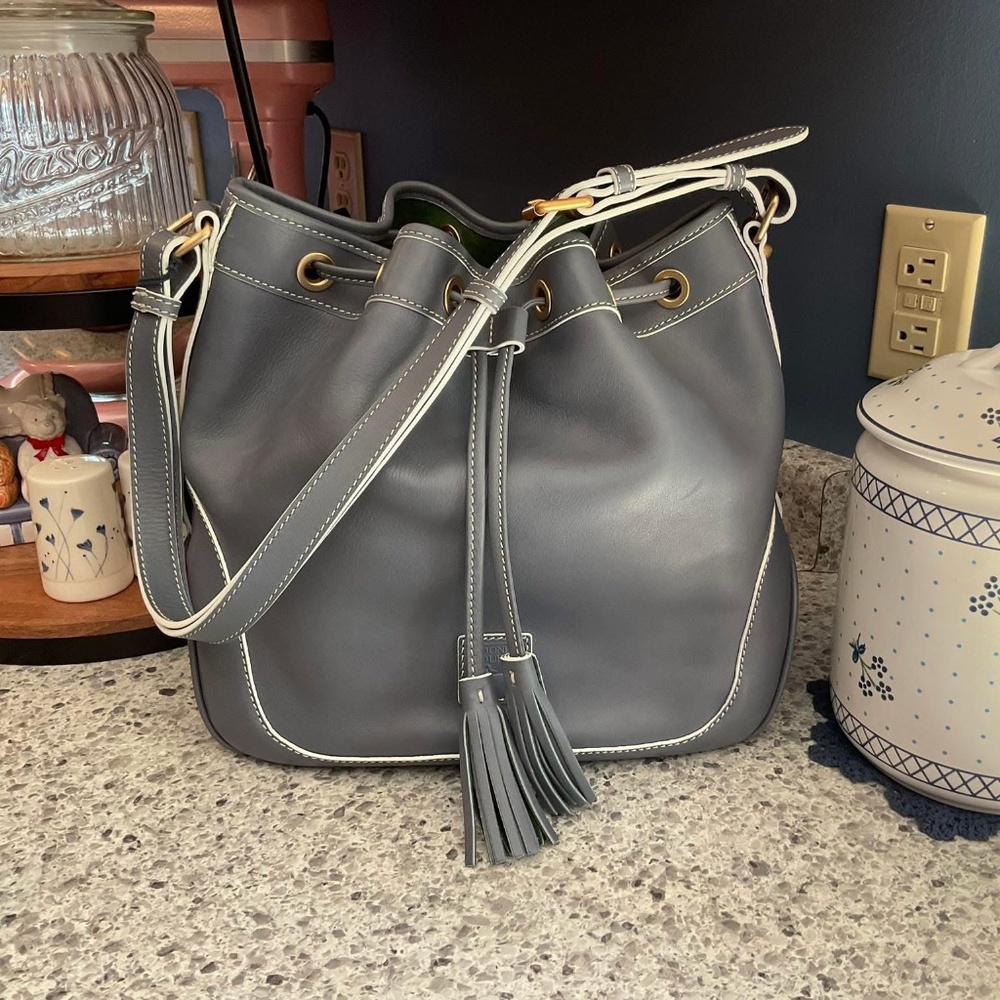 Dooney and Bourke Florentine Drawstring in Steel Blue Like New/NWT